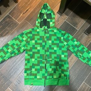 Jinx Minecraft creeper zip up hoodie with built in mask